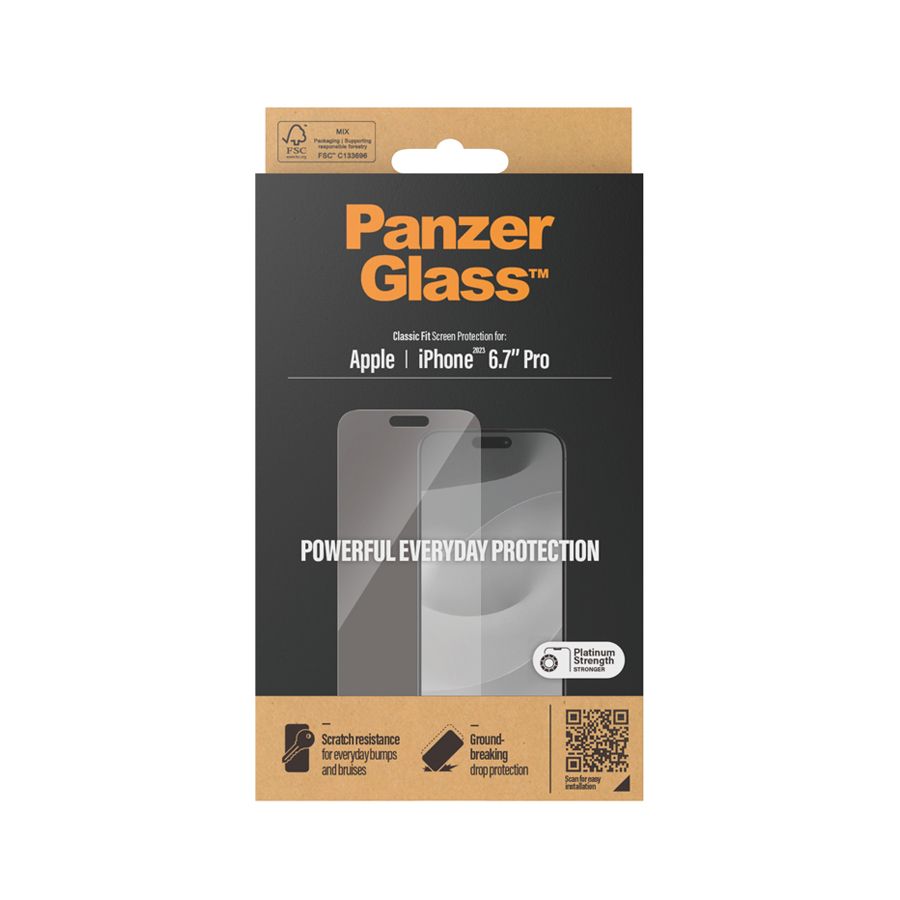 PanzerGlass TemperedGlass for iPhone 15 Classic Fit Clear