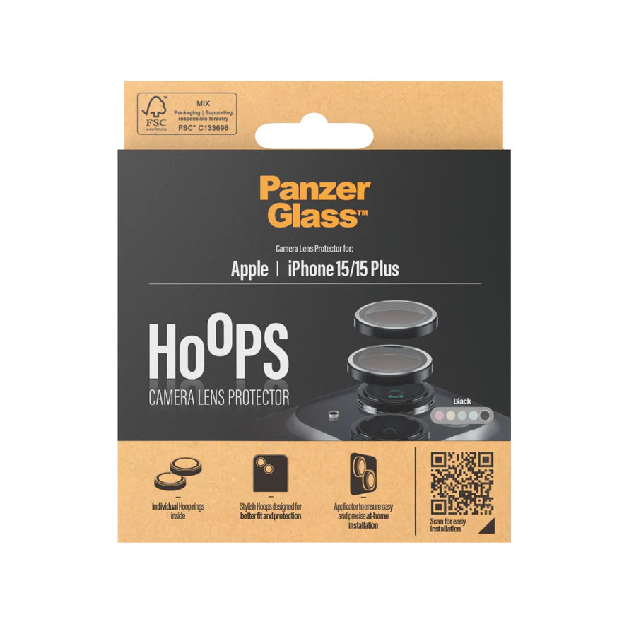 PanzerGlass Hoops Camera Lens Protector for iPhone 15 Series Black