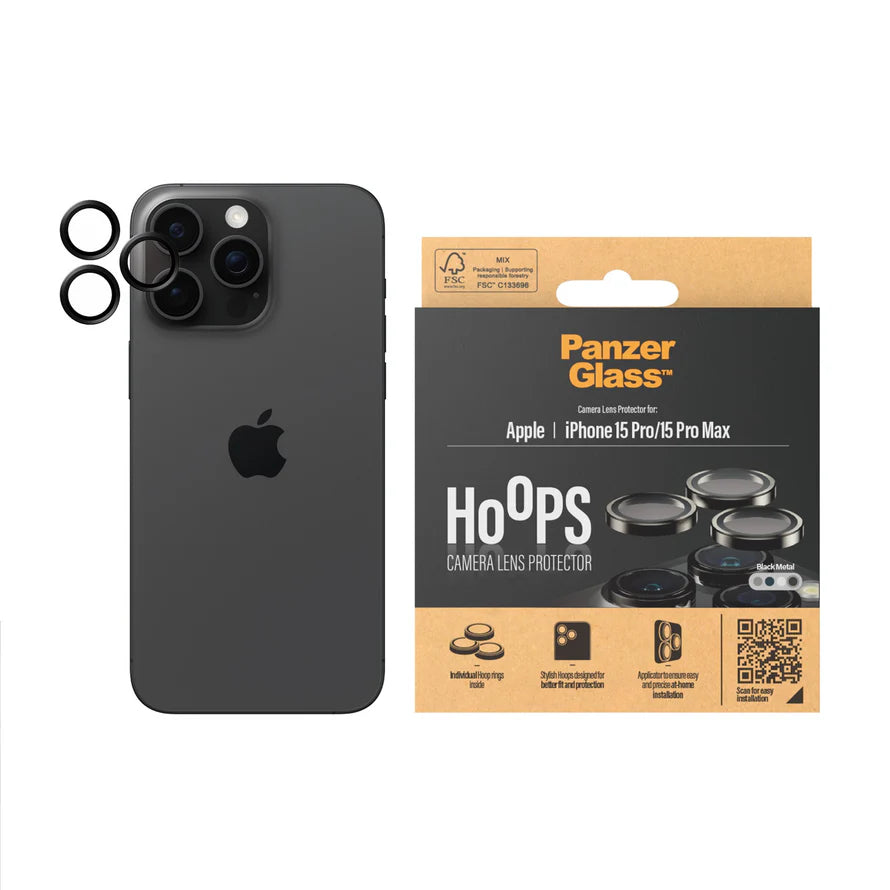 PanzerGlass Hoops Camera Lens Protector for iPhone 15 Series Black