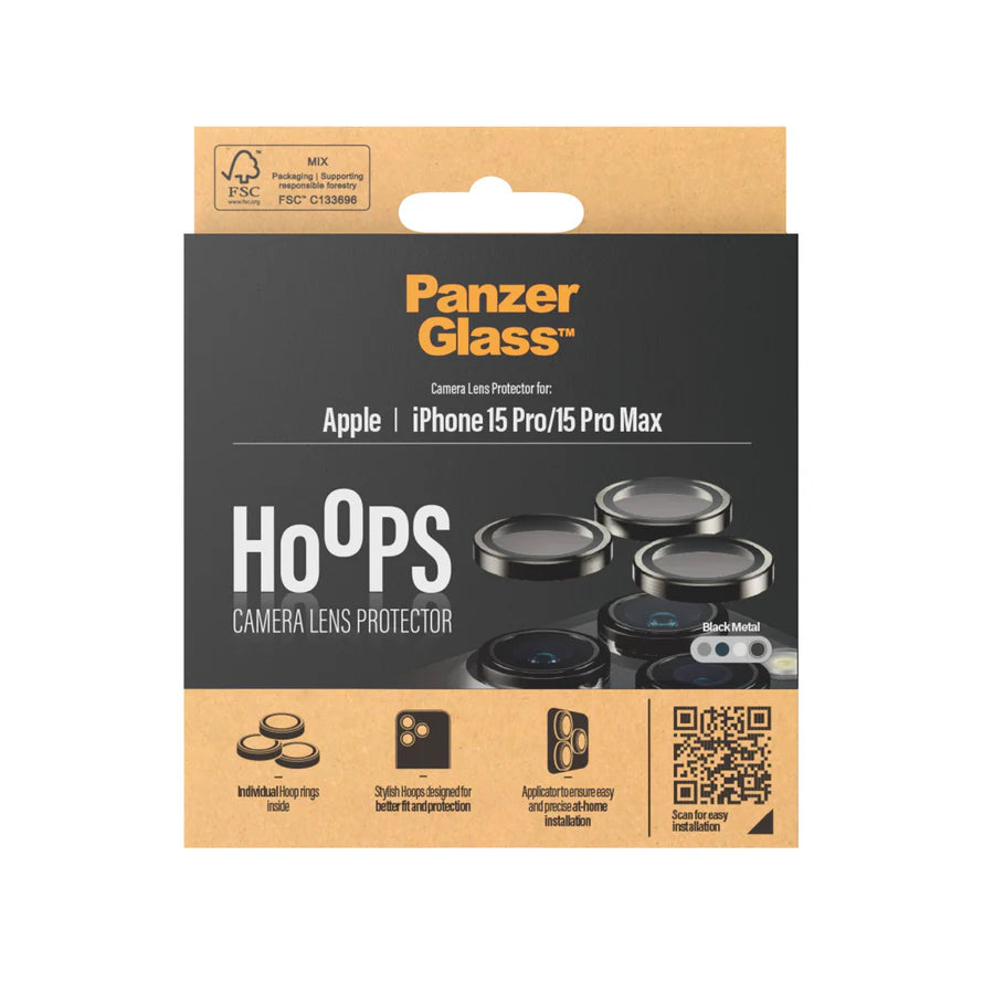 PanzerGlass Hoops Camera Lens Protector for iPhone 15 Series Black