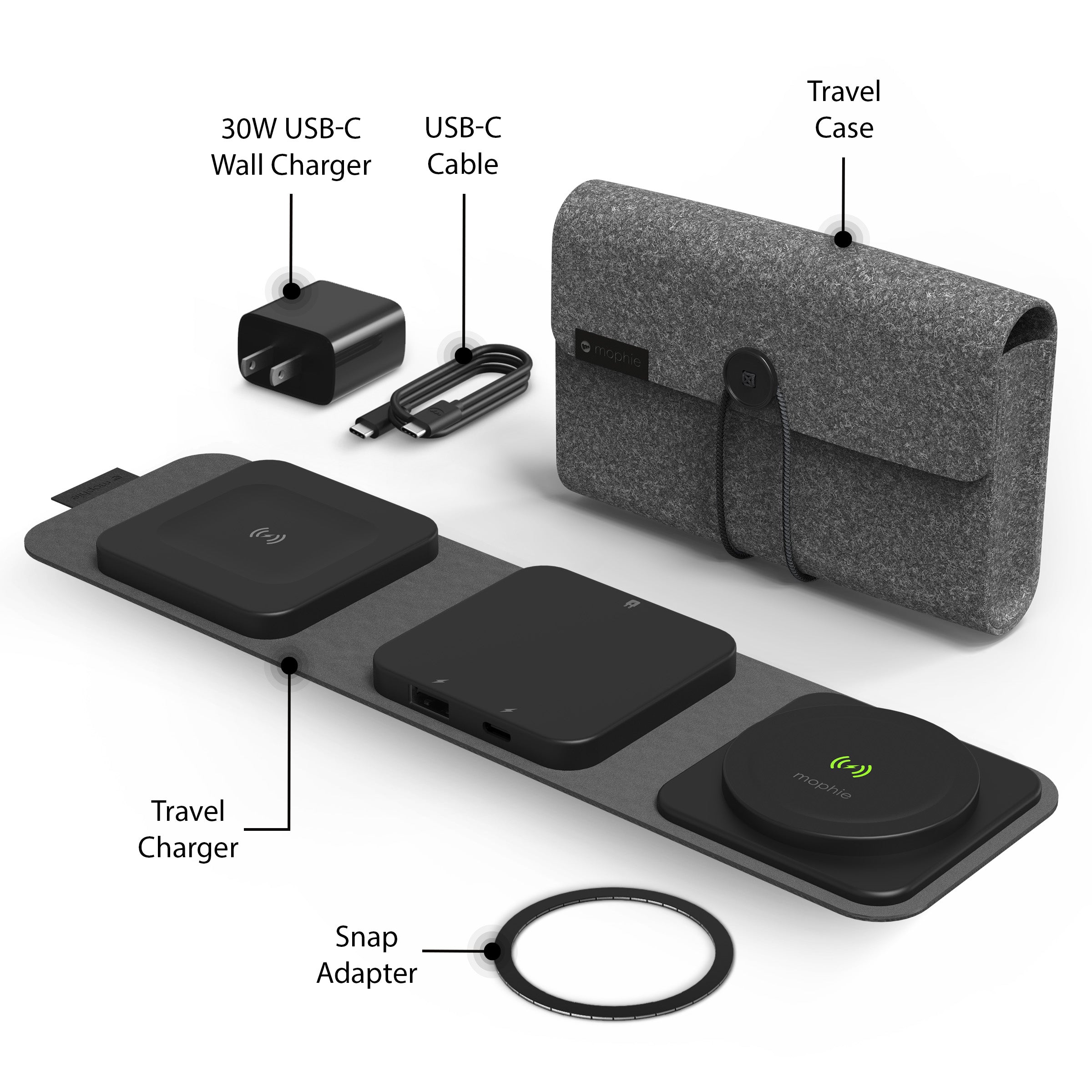 Mophie Wireless Snap+ Multi-Device Travel Charger Black