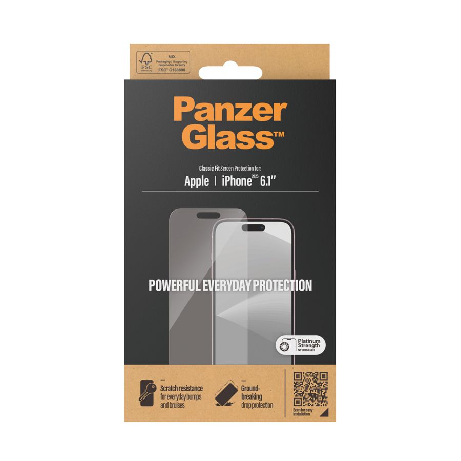 PanzerGlass TemperedGlass for iPhone 15 Classic Fit Clear