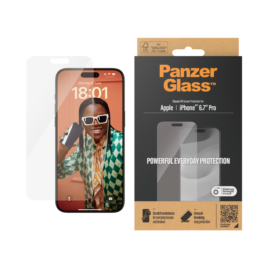 PanzerGlass TemperedGlass for iPhone 15 Classic Fit Clear