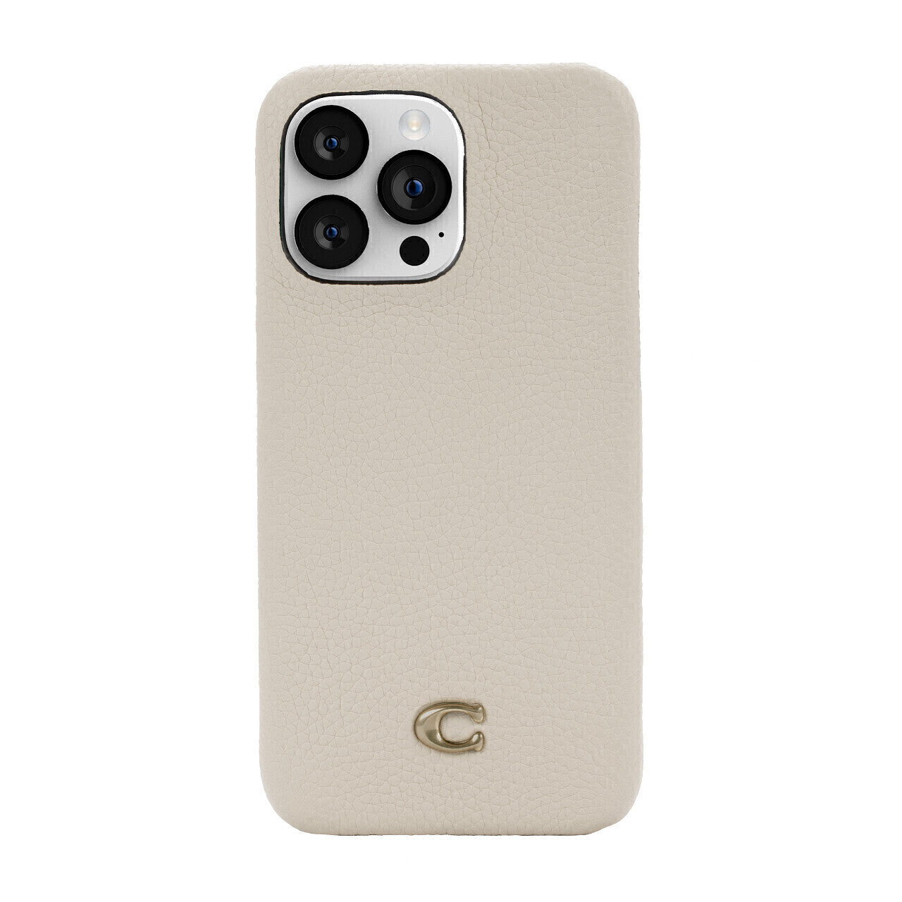 Coach Slim Wrap Case, Ivory C Plaque/Pebbled Leather/Gold Logo for iPhone 14 Series