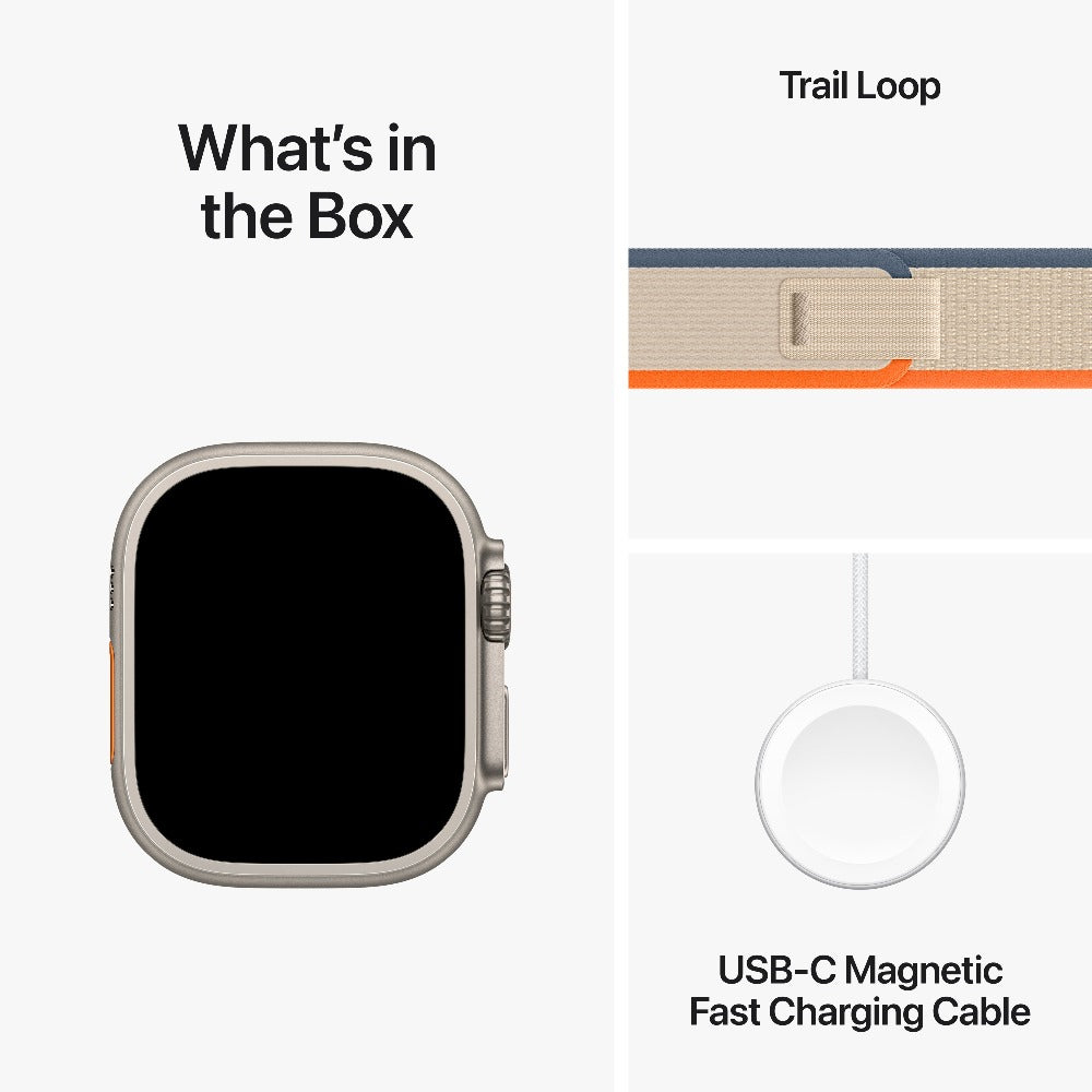 Apple Watch Ultra 2 GPS + Cellular, Titanium Case with Orange/Beige Trail Loop 49mm