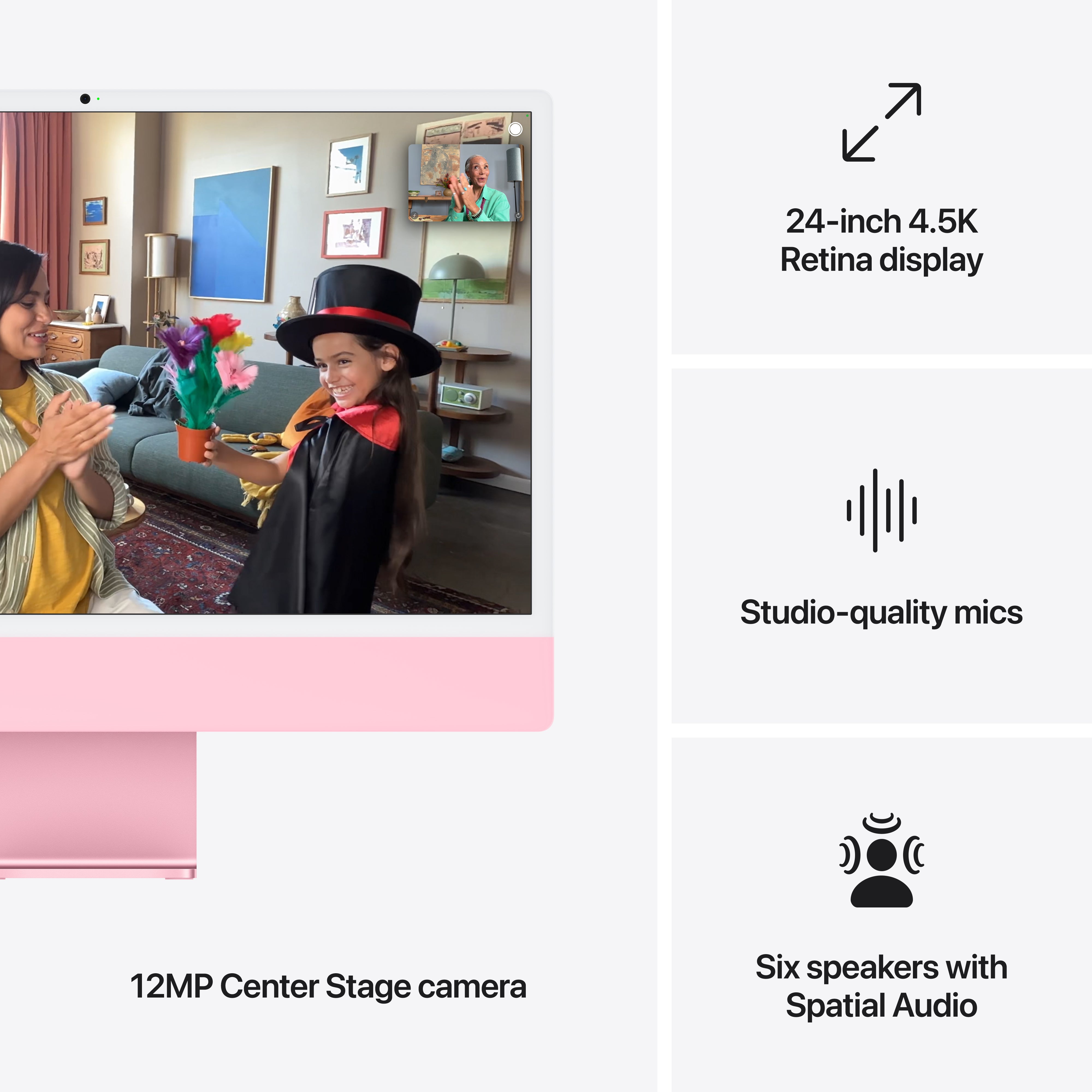 24-inch iMac with Retina 4.5K display: Apple M4 chip with 8‑core CPU and 8‑core GPU