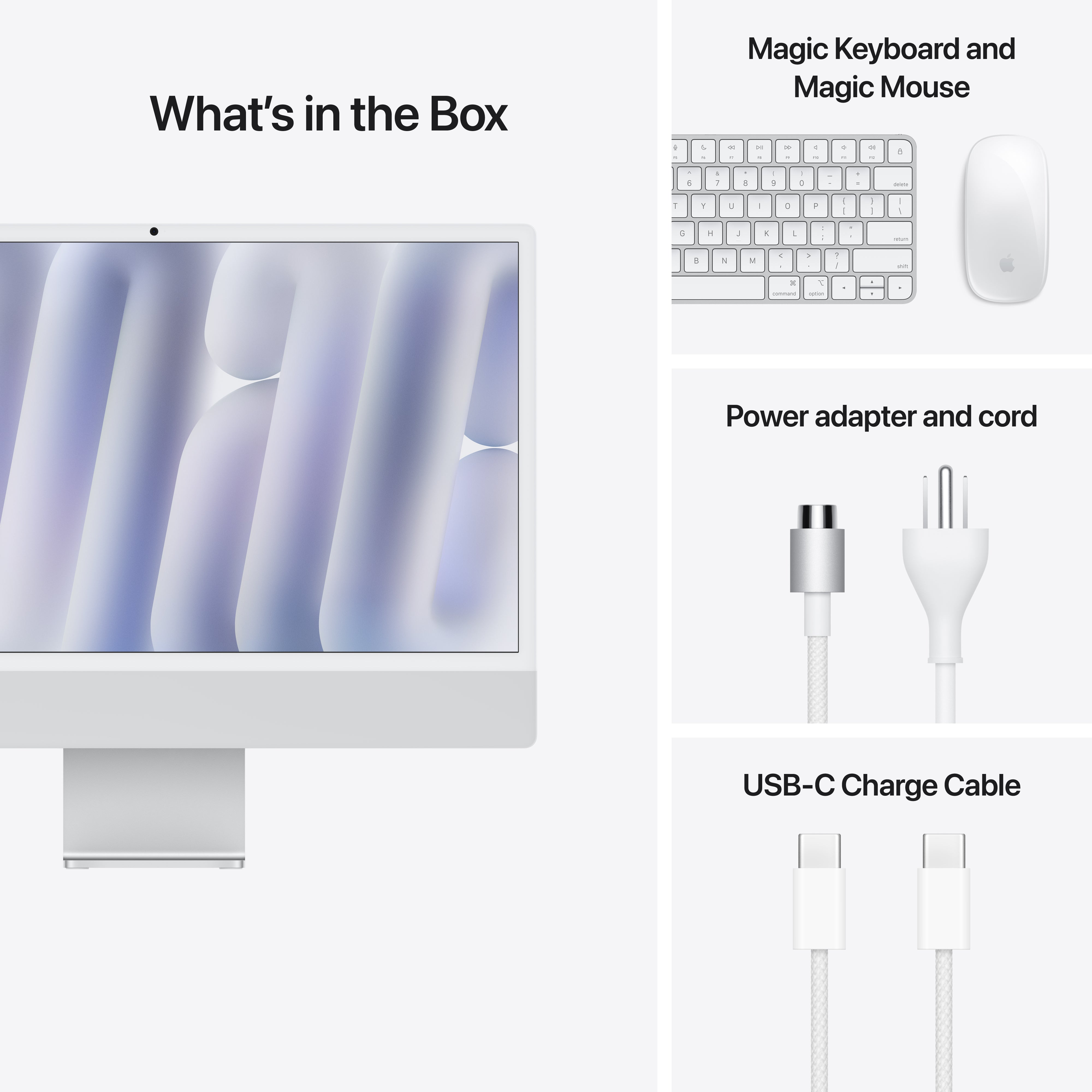24-inch iMac with Retina 4.5K display: Apple M4 chip with 8‑core CPU and 8‑core GPU