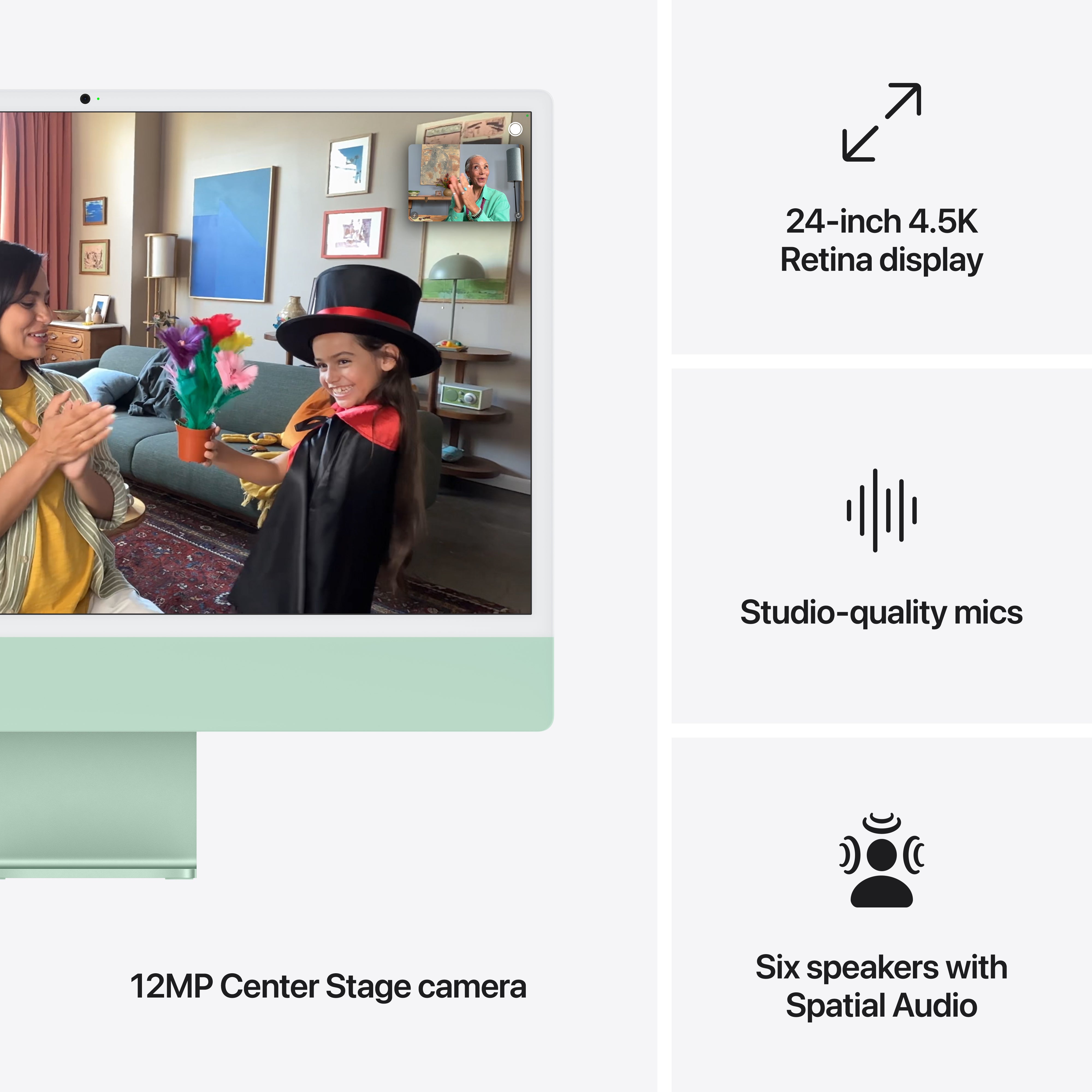 24-inch iMac with Retina 4.5K display: Apple M4 chip with 10‑core CPU and 10‑core