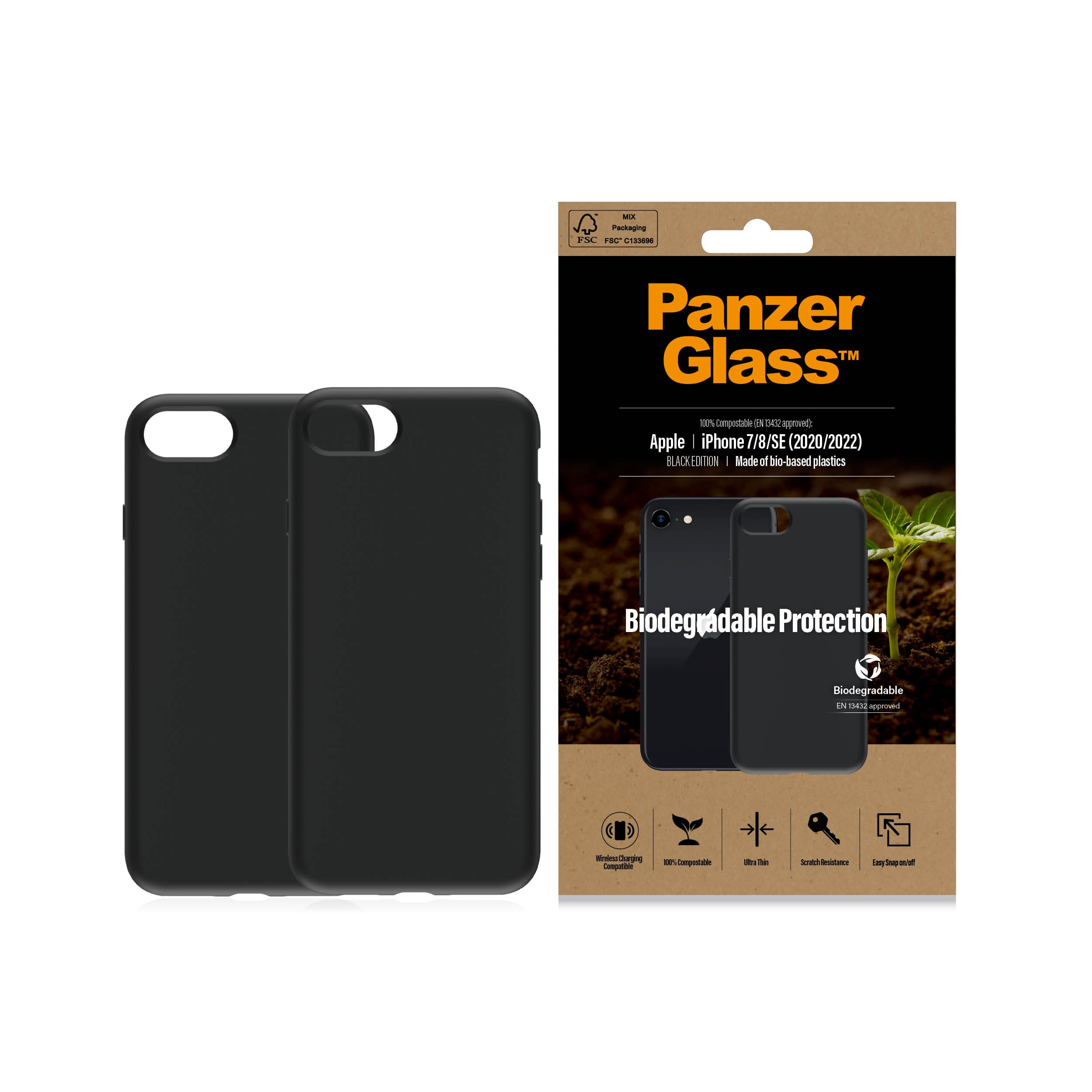 PanzerGlass Biodegradable Case for iPhone SE 7/8/SE 2020/SE 2022 Black