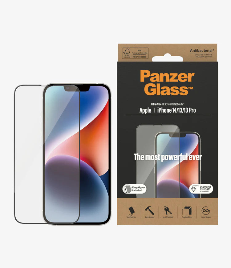 PanzerGlass Tempered Glass Wide Fit for iPhone 14 Series