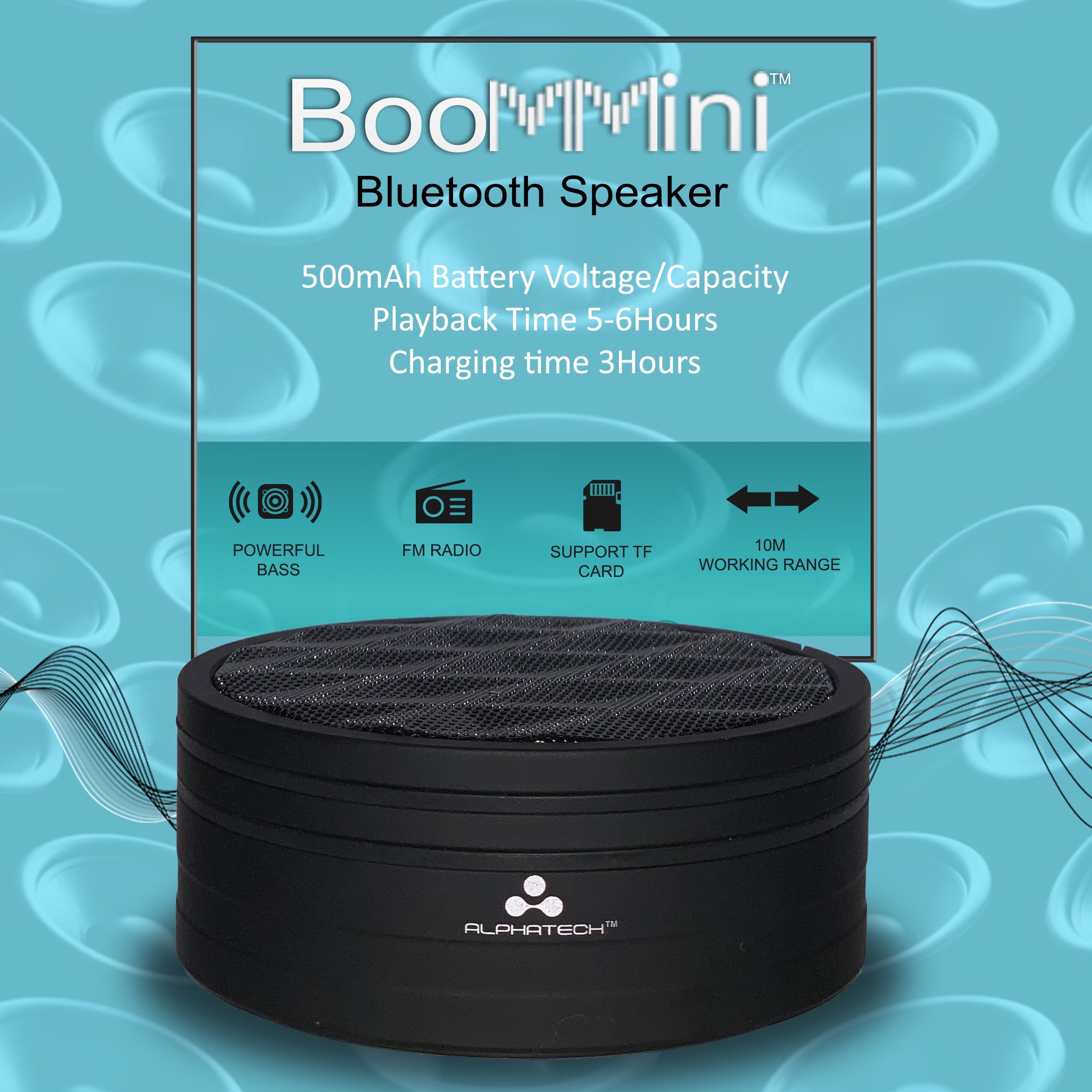 Alphatech BoomMini Bluetooth Speaker Black