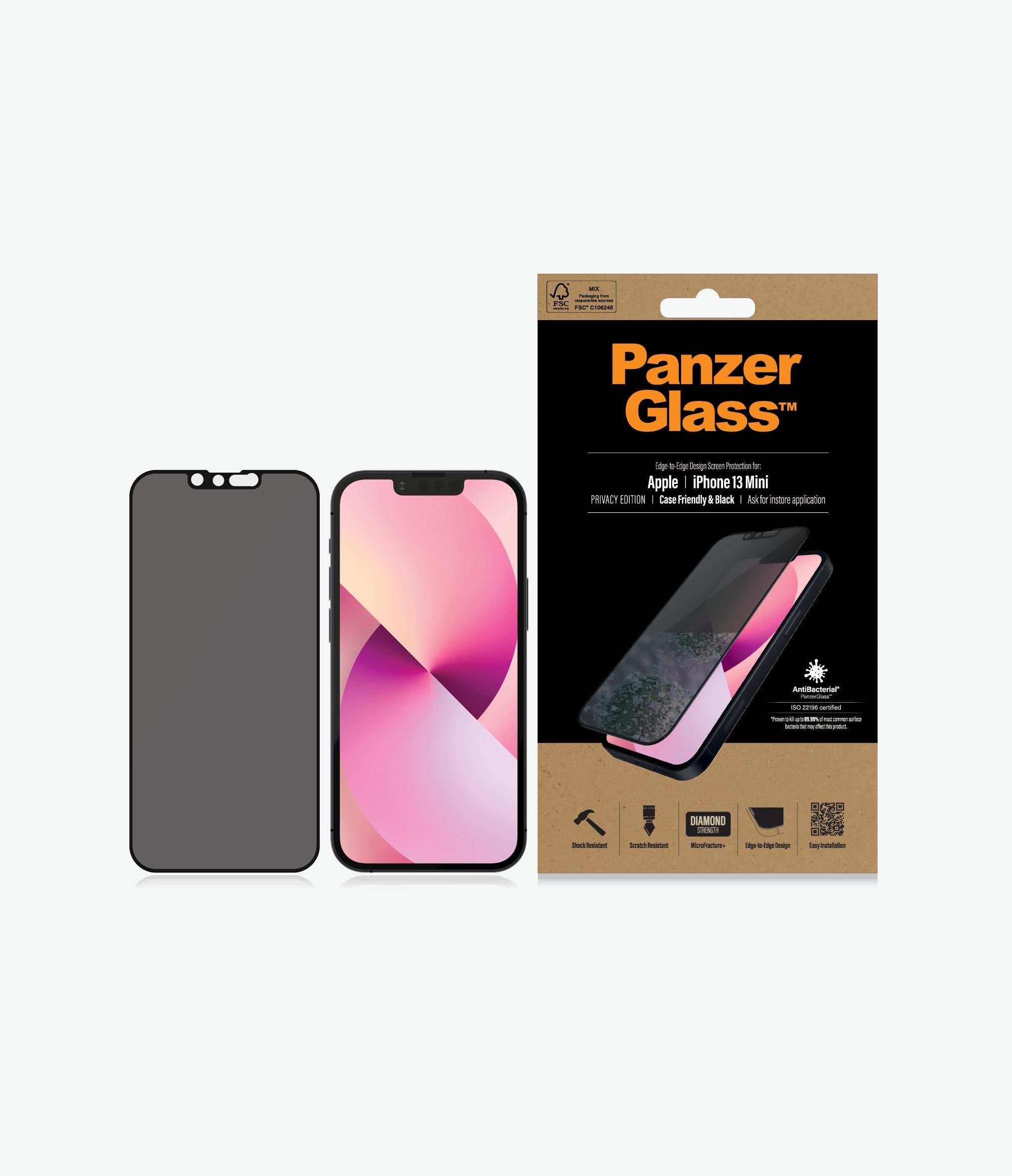 PanzerGlass iPhone 13 Tempered Glass Black Privacy