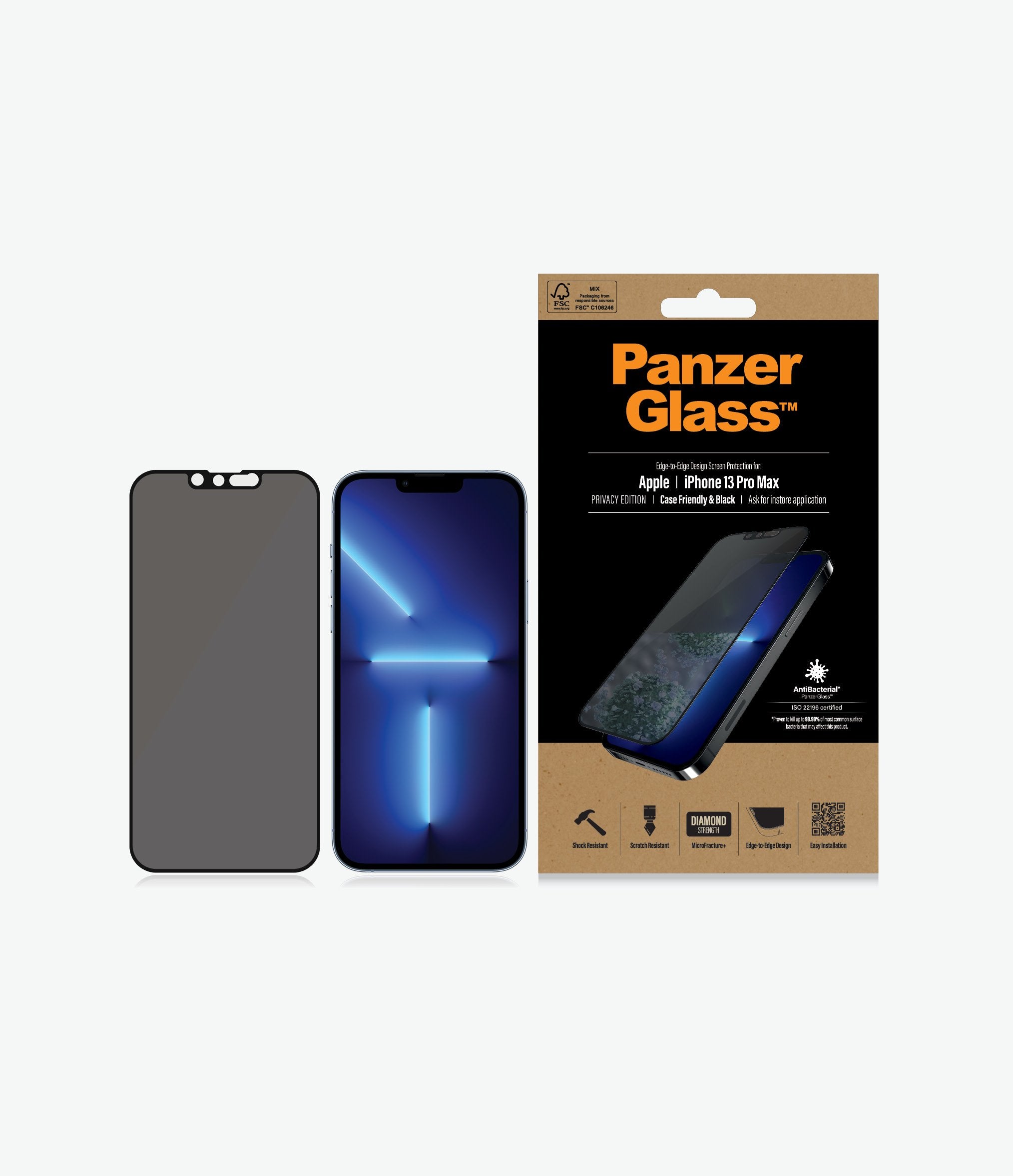 PanzerGlass iPhone 13 Tempered Glass Black Privacy