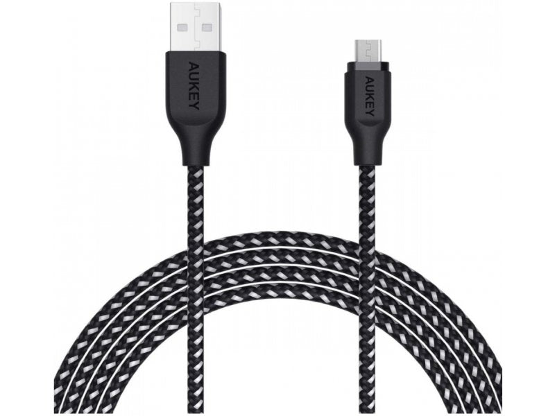 Aukey 1.2m Braided Nylon Micro USB Cable - Black