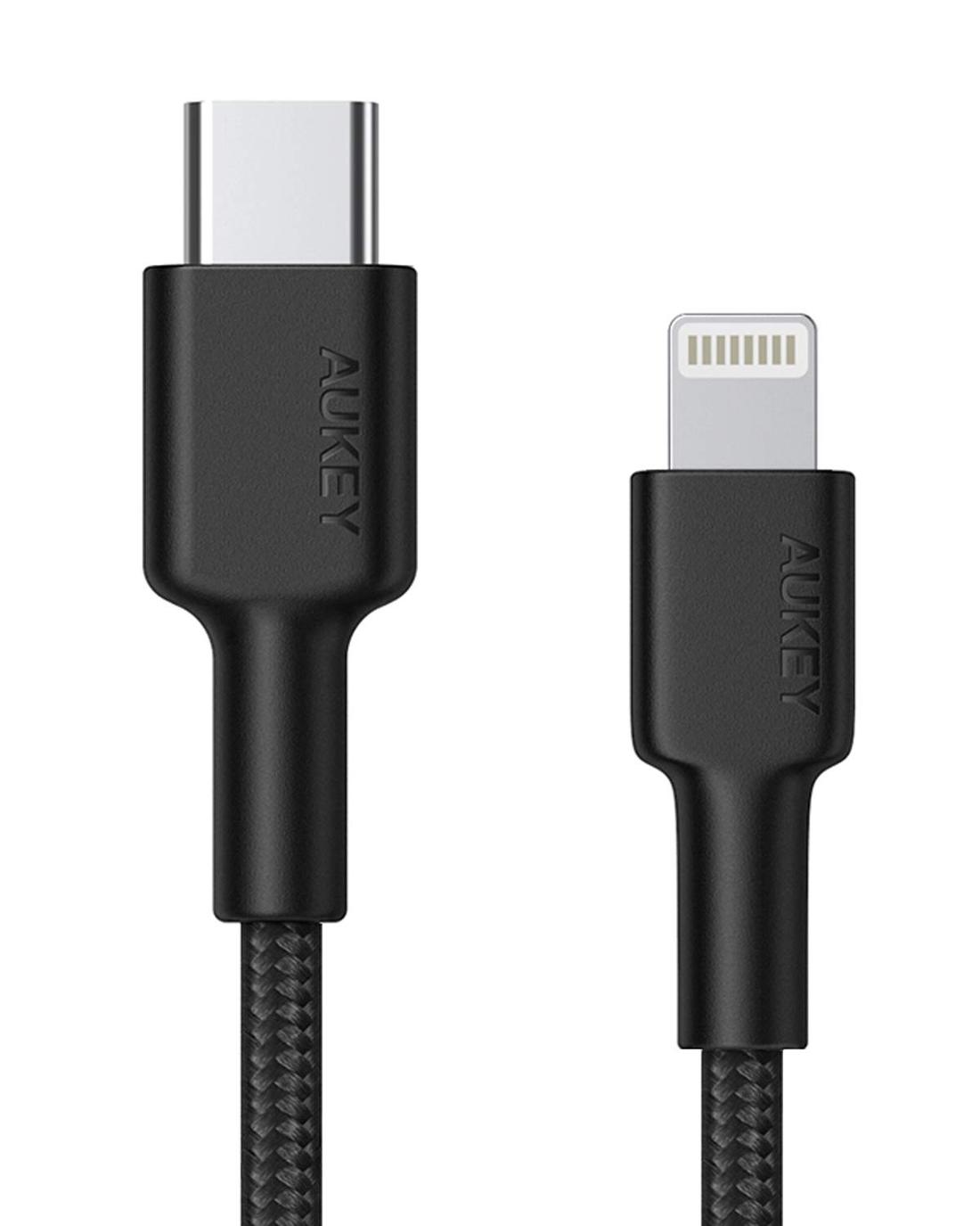 Aukey Nylon Braided USB-C to Lightning 1.2 Meter Black