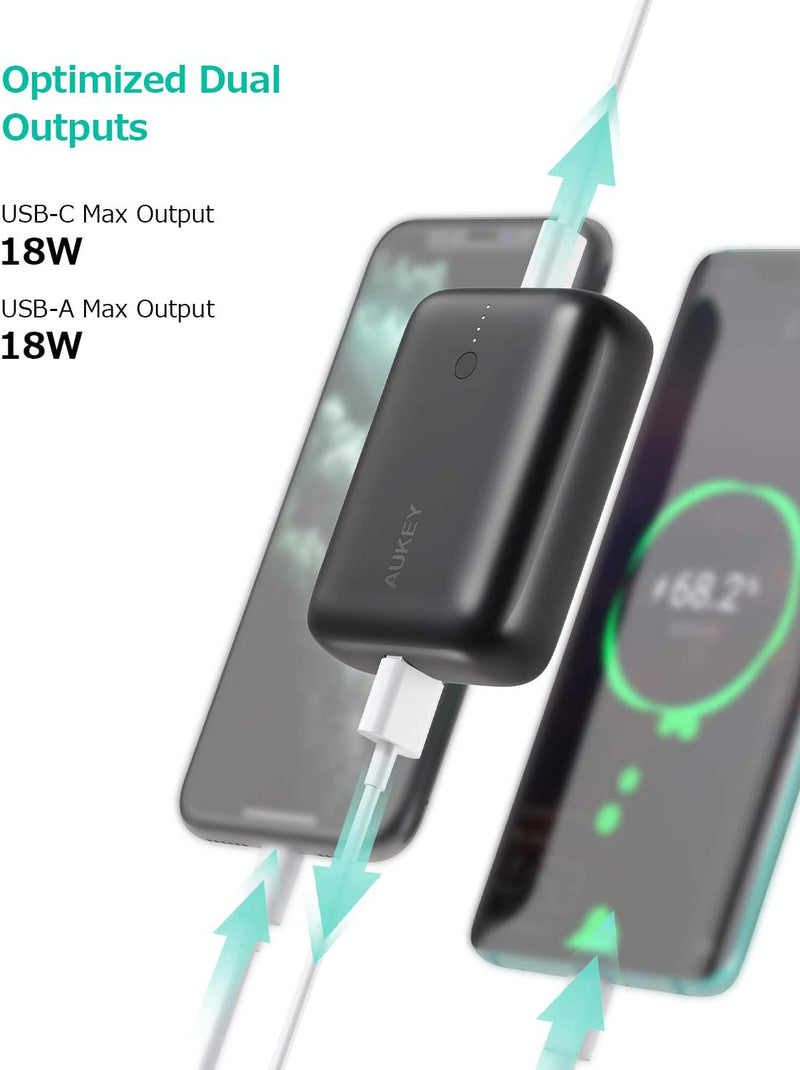 Aukey 10000mah Power Bank with 18W Power deliver and Qc 3.0 High-Speed Charging Technology Phone Charger