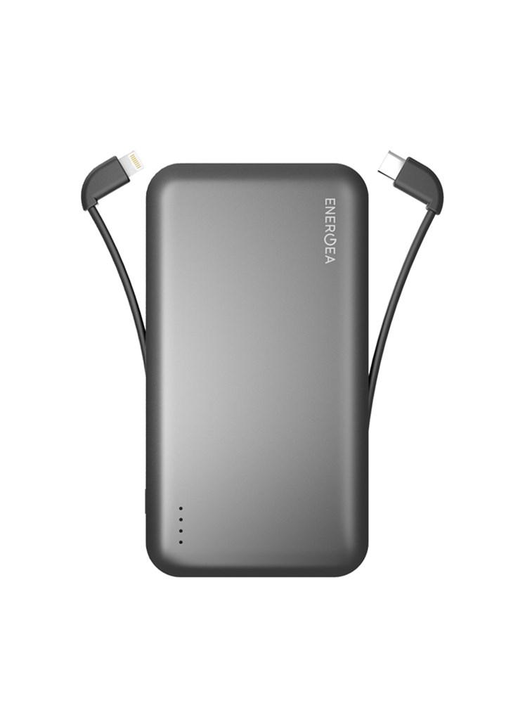 Energea Powerbank Intralite Trio 10,000mah w/ MFI, MUSB, USBC Cable Black