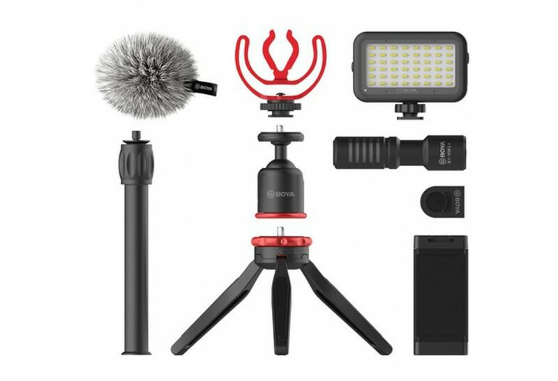 Boya Vlogging kit with BY-MM1+ and smartphone holder + LED