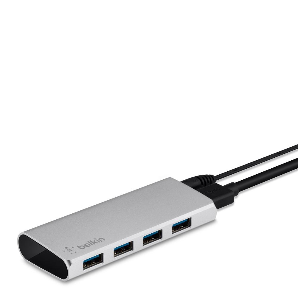 Belkin Adapter Aluminum USB 3.0 4-Port Hub w/ PSU