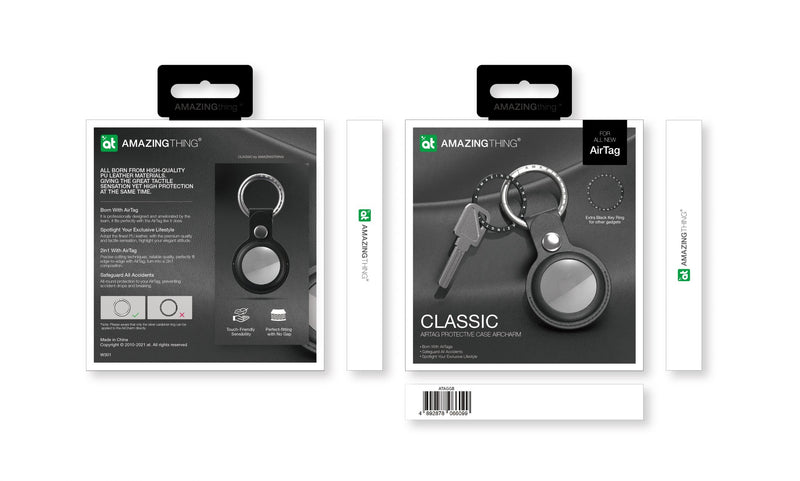 AmazingThing Classic Leather Aircharm for Airtag Clear