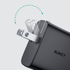 Aukey Swift 32W 2-Port Fast Charger USB C Wall Charger with Foldable Plug