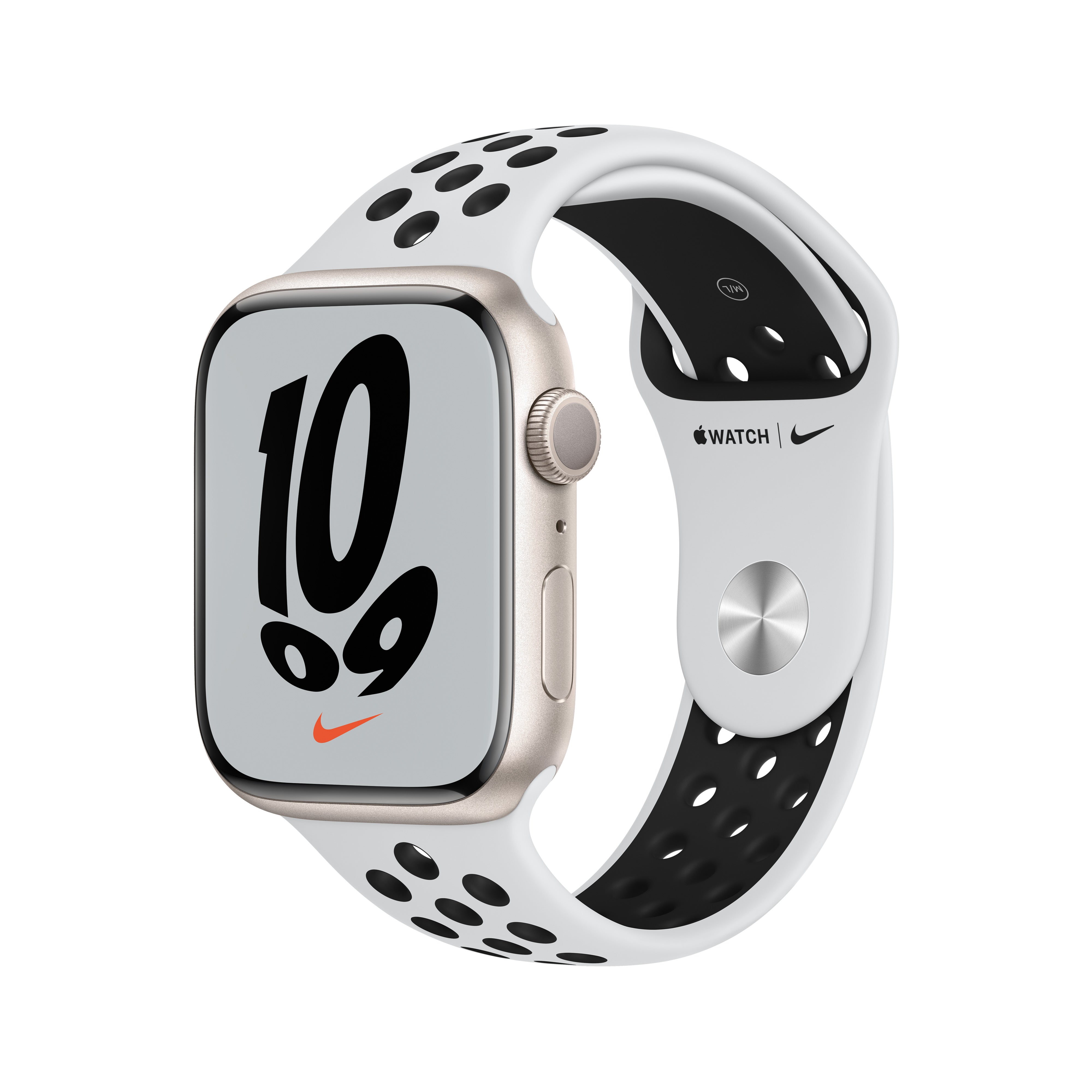Apple Watch Nike Series 7 GPS Cellular 41mm Starlight Aluminium Case with Pure Platinum Black