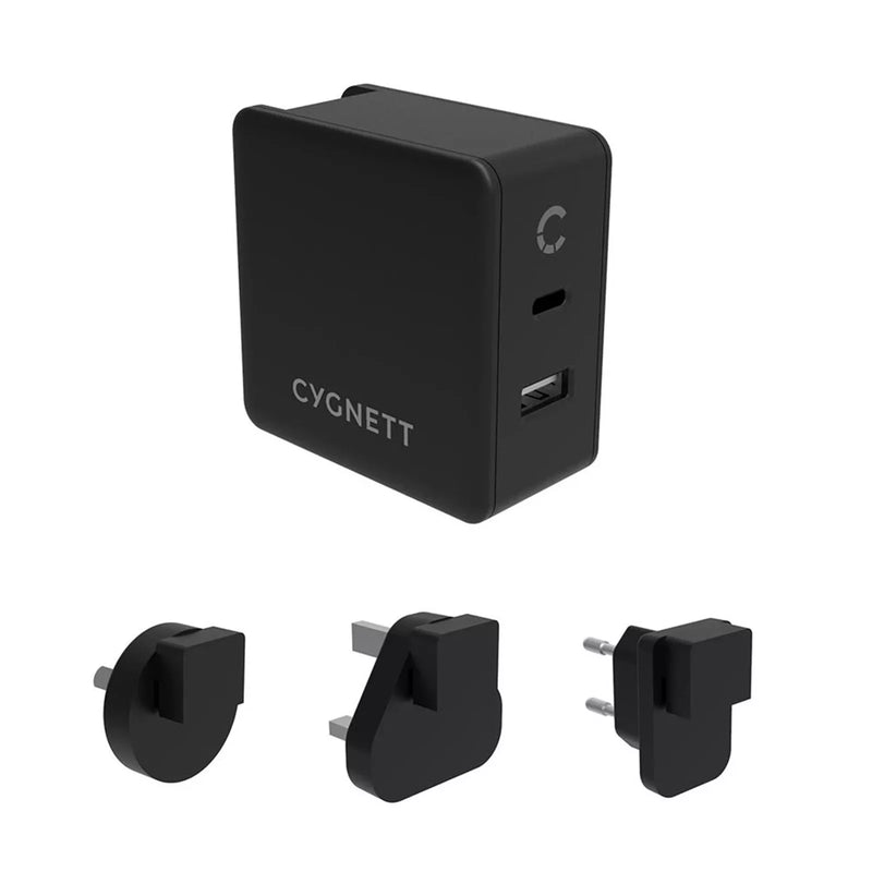 Cygnett 57W Wall Charger USB-C + USB-A & Travel Adapters