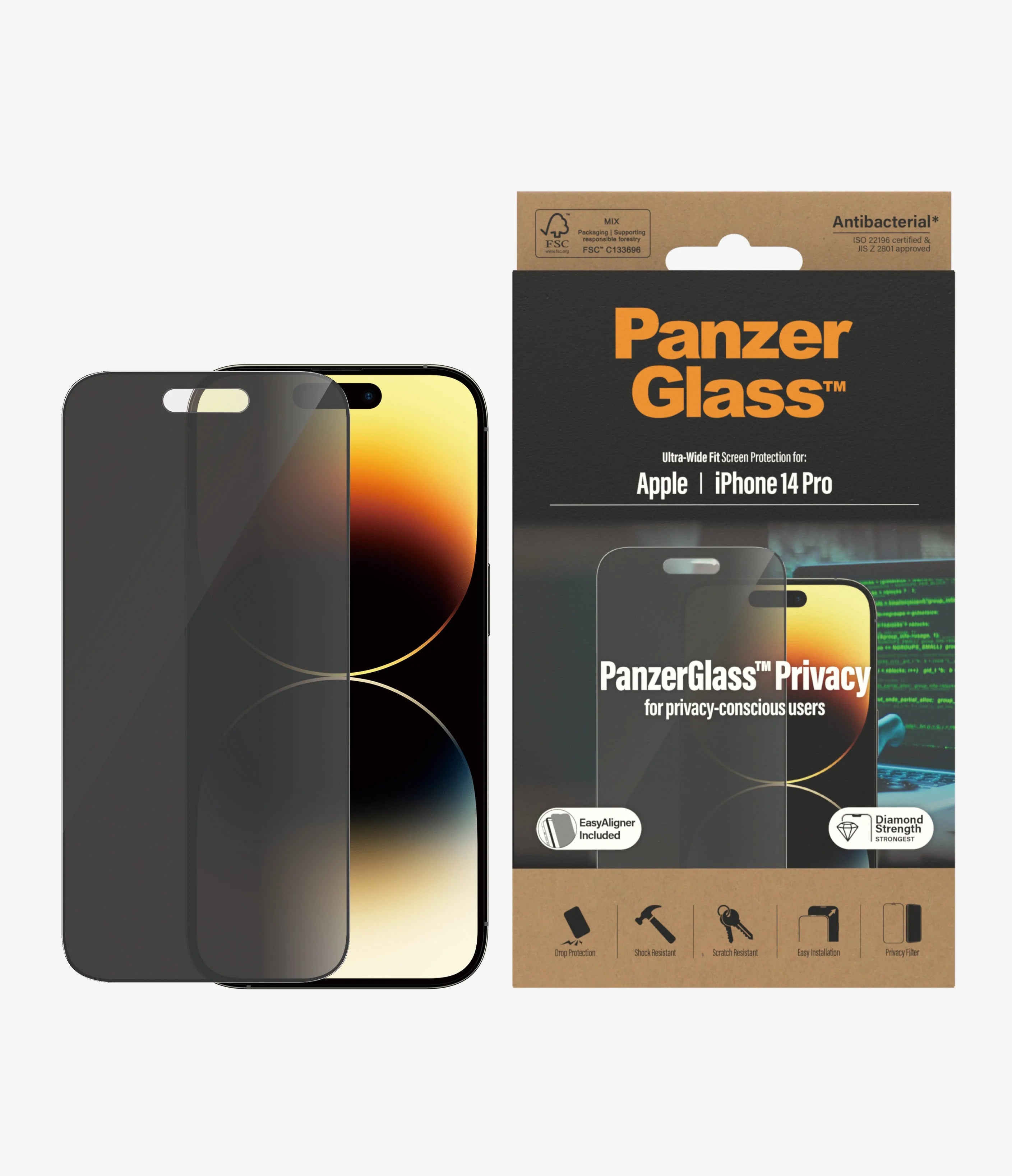 Tempered Glass PanzerGlass Ultra-Wide Fit Privacy for iPhone 14 Series