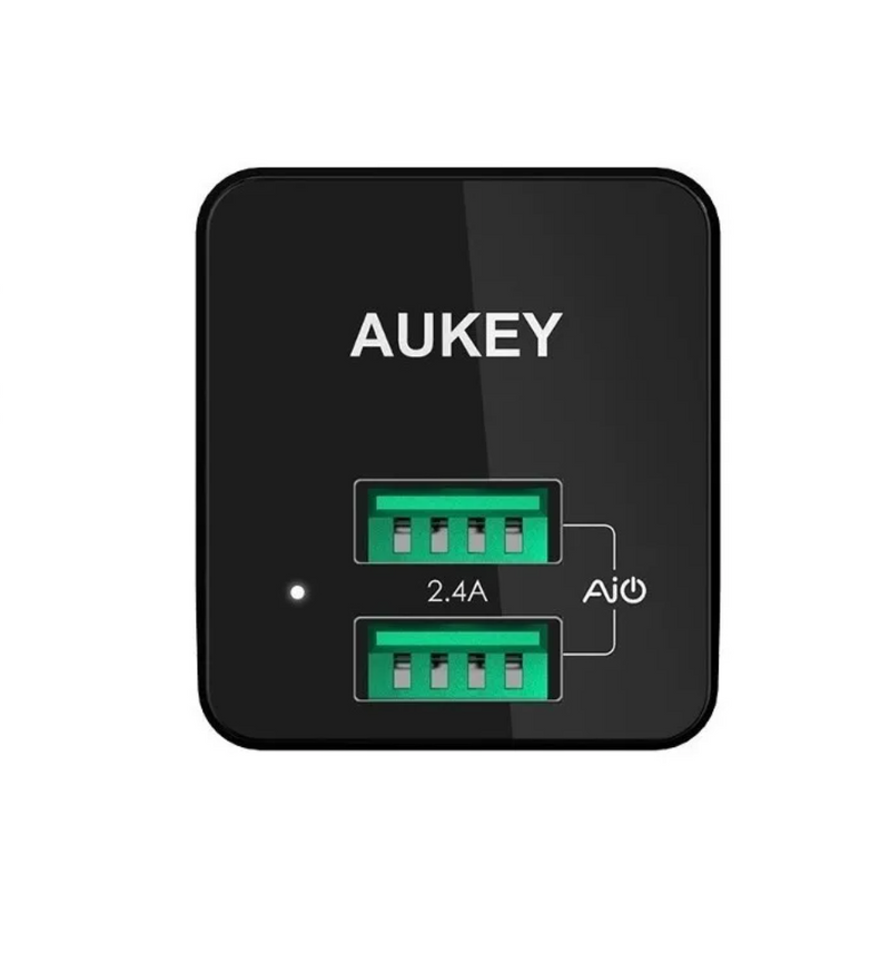 Aukey Mini Dual Port Wall Charger Black