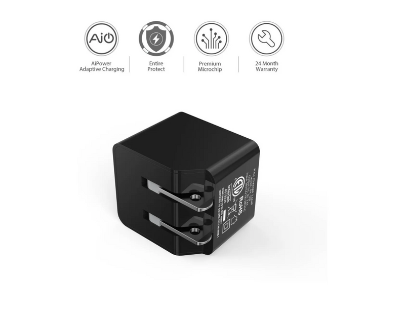Aukey Mini Dual Port Wall Charger Black