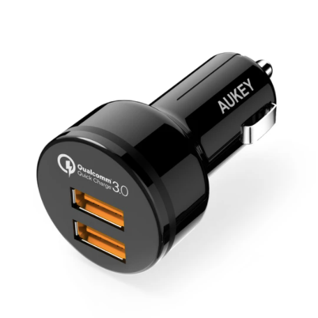 Aukey Dual-Port Car Charger Black