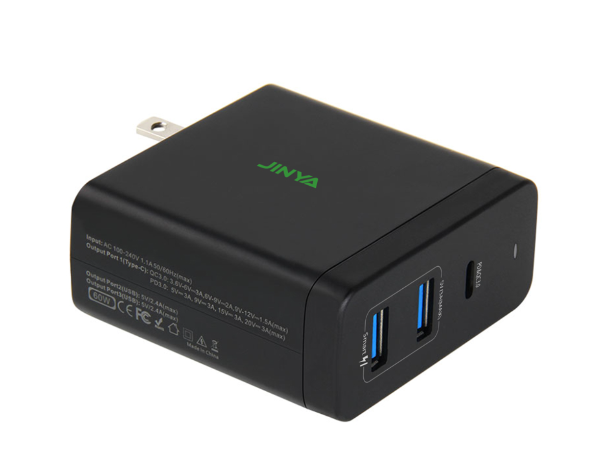 Jinya 60W Wall Charger PD/QC3.0 3Port USBC/USBA