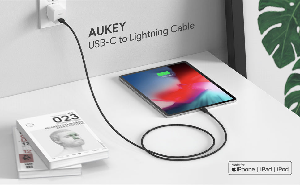 Aukey Braided Nylon USB C To Lightning Cable