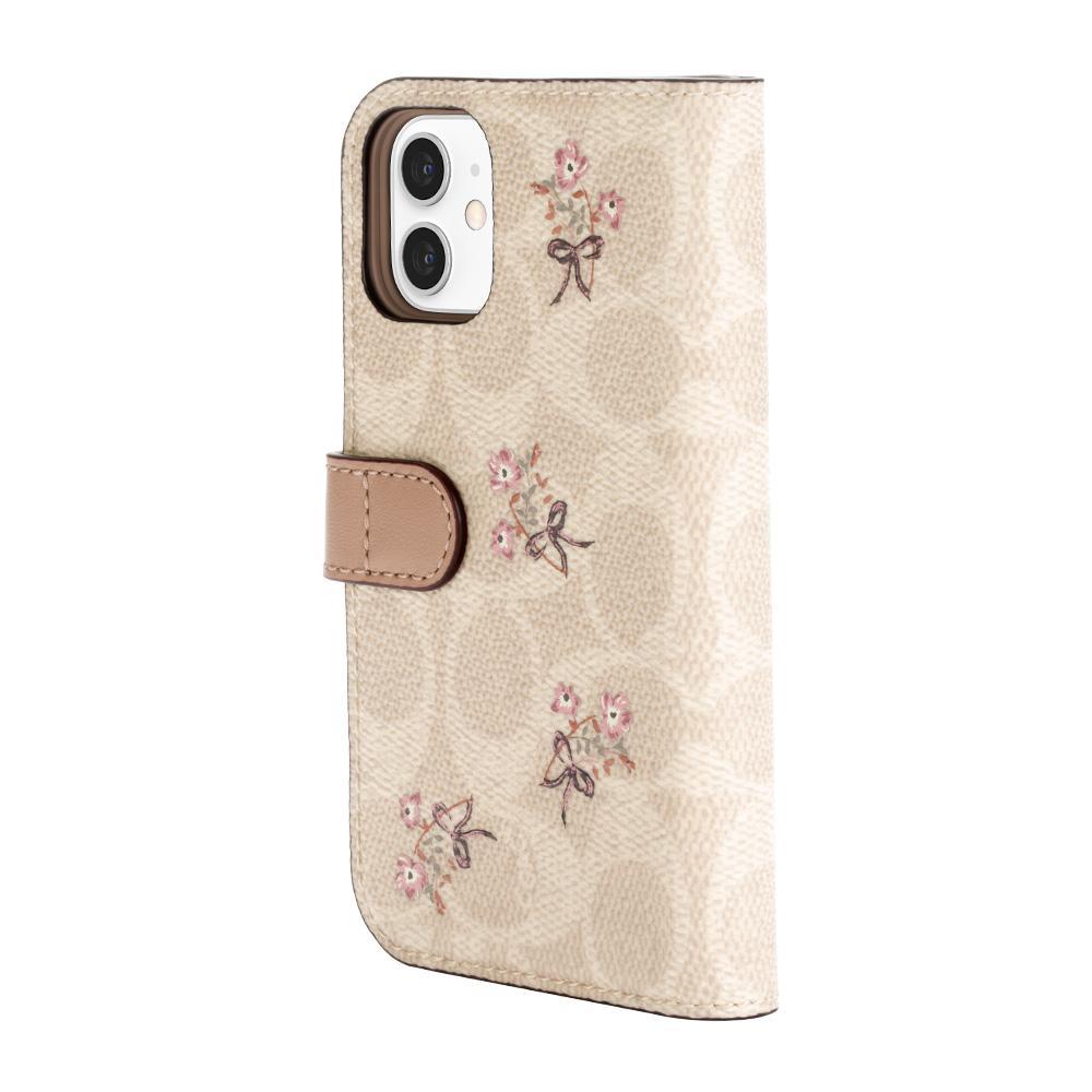 Coach Folio for iPhone 12 Flower Bow Signature C Sand