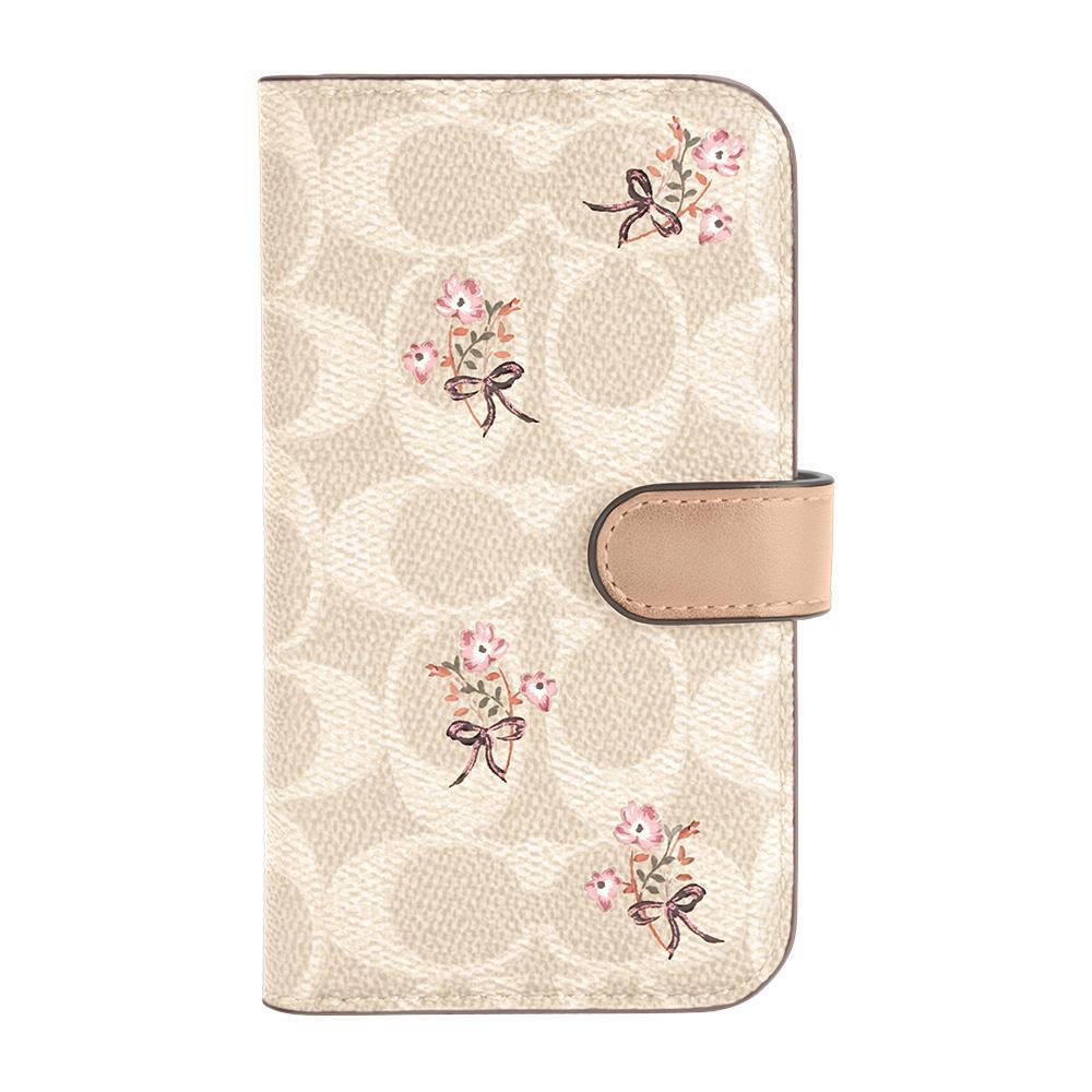 Coach Folio for iPhone 12 Flower Bow Signature C Sand