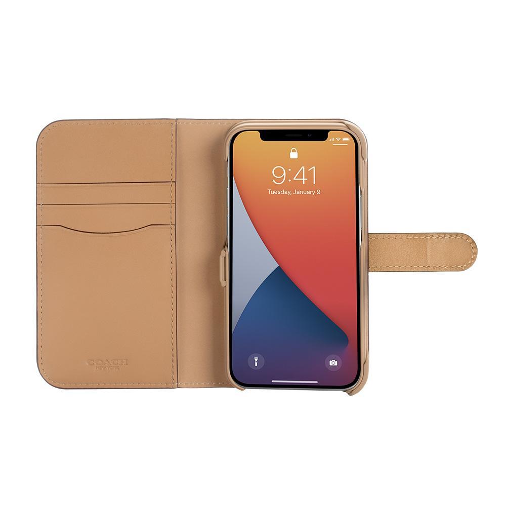 Coach Folio for iPhone 12 Flower Bow Signature C Sand