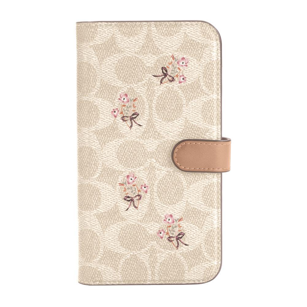 Coach Folio for iPhone 12 Flower Bow Signature C Sand