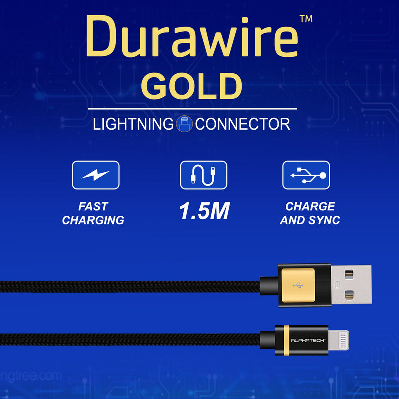 Alphatech Durawire Lightning Connector 1.5m Black